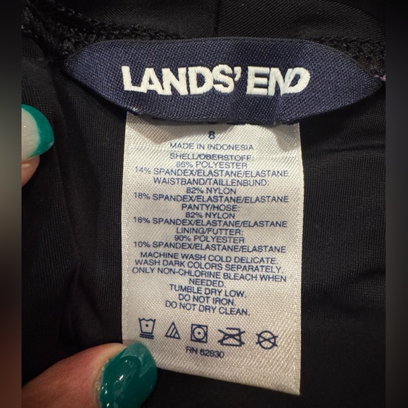 Lands’ End Black Purple Blue Floral Tropical Swim Shirt Built In Briefs Sz 8 - Picture 3 of 8